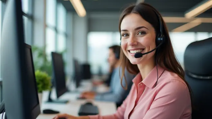 Happy call centre agent