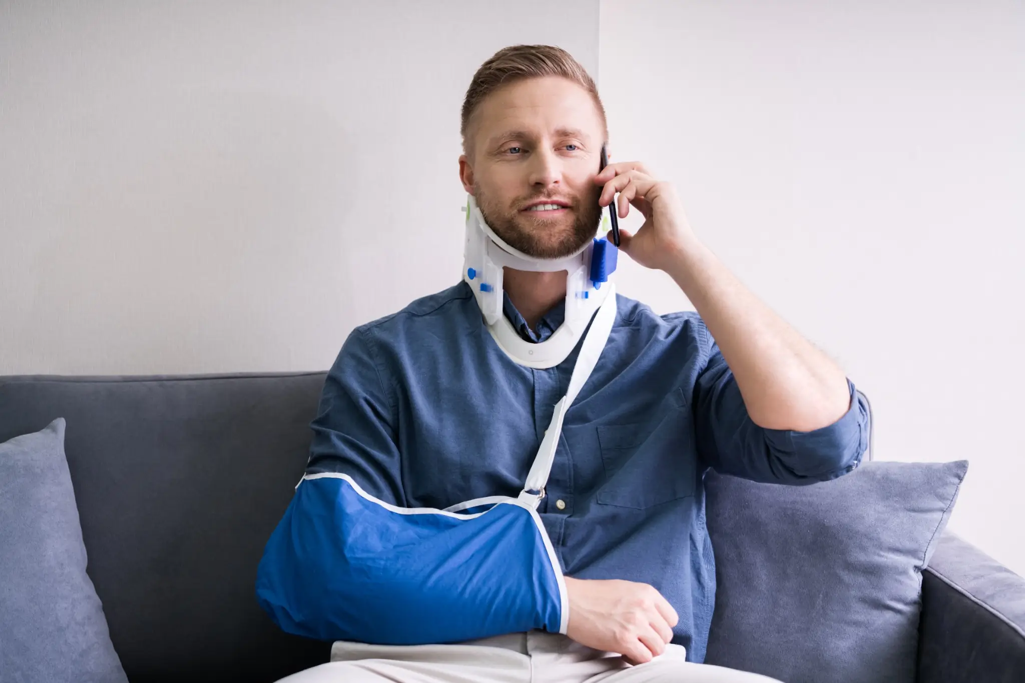 Personal accident claimant on the phone