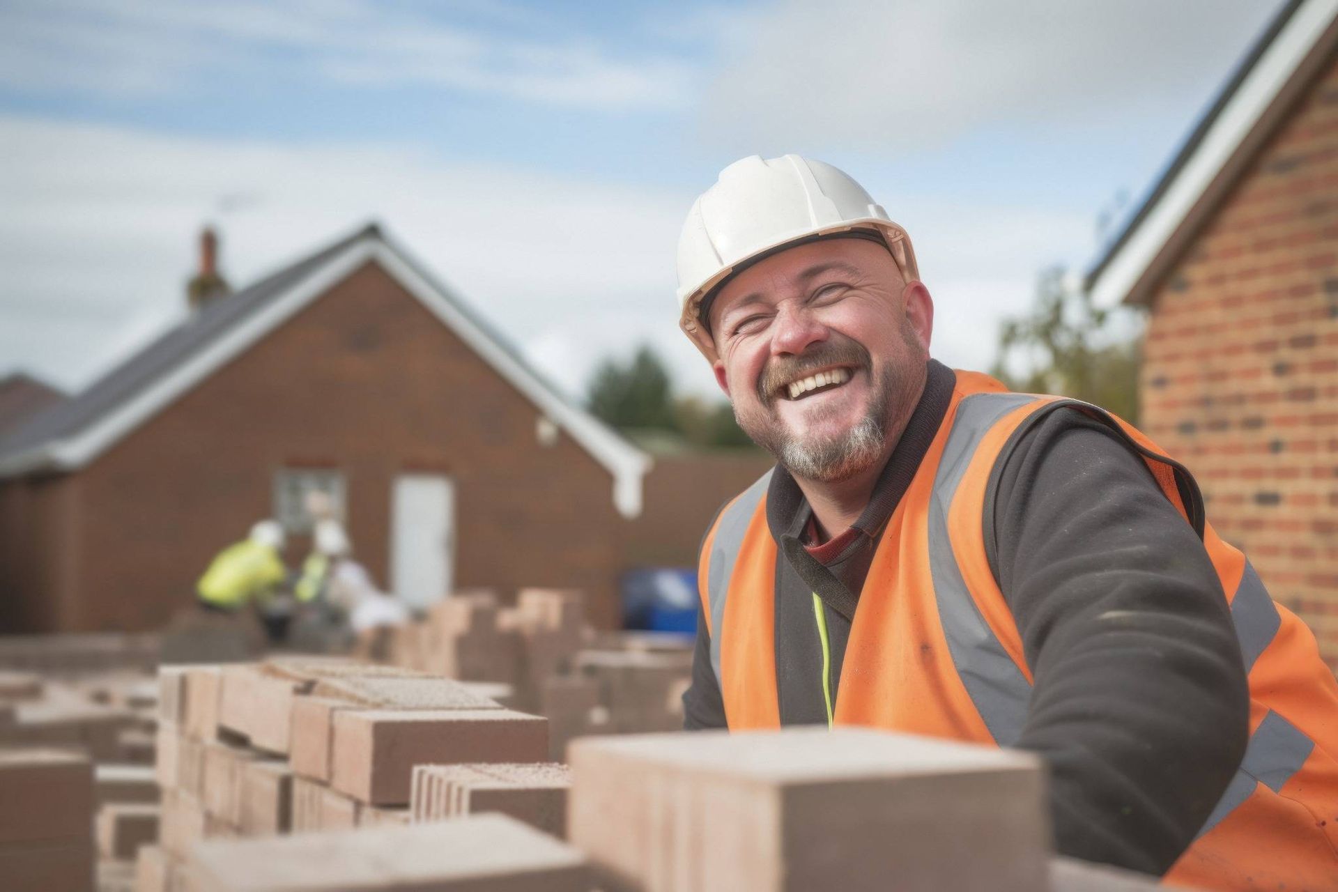 Builder on site while AI receptionist answers business phone calls